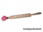 Preview: Schnullerband Leder beige, Stern und Name in rosa, Holzclip  pink